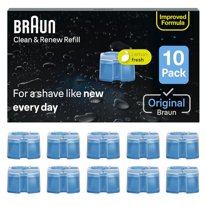 Braun Clean & Renew - Cartuchos de recambio CCR, solución líquida de repuesto para limpieza y carga, paquete de 10