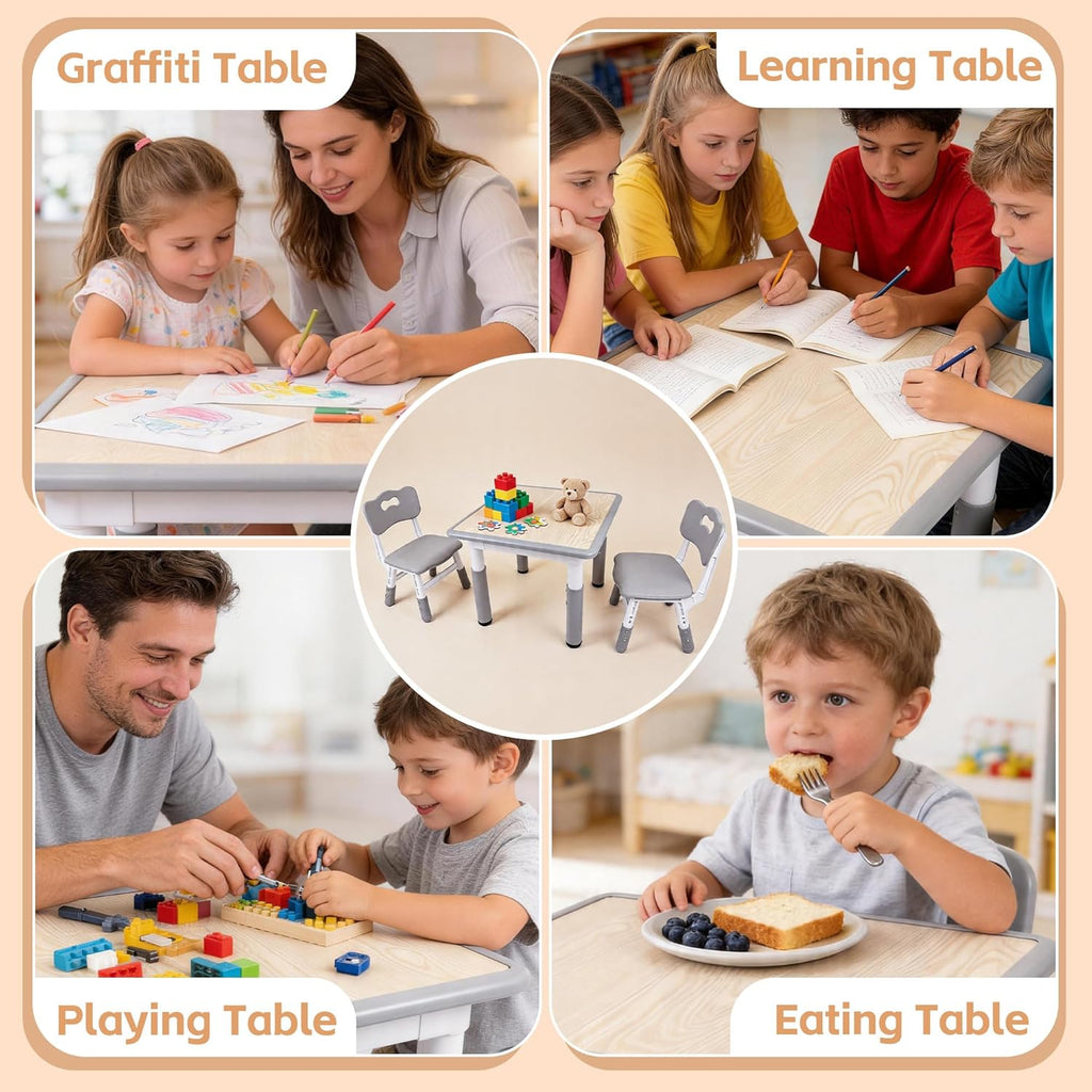 Pterying Juego de mesa y silla para niños pequeños, mesa de graffit...