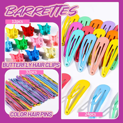 Teenitor Lazos elásticos para el cabello, accesorios para el cabello para niñas, coloridas bandas elásticas para el cabello para bebé, bandas de goma para el cabello con pinzas para el cabello