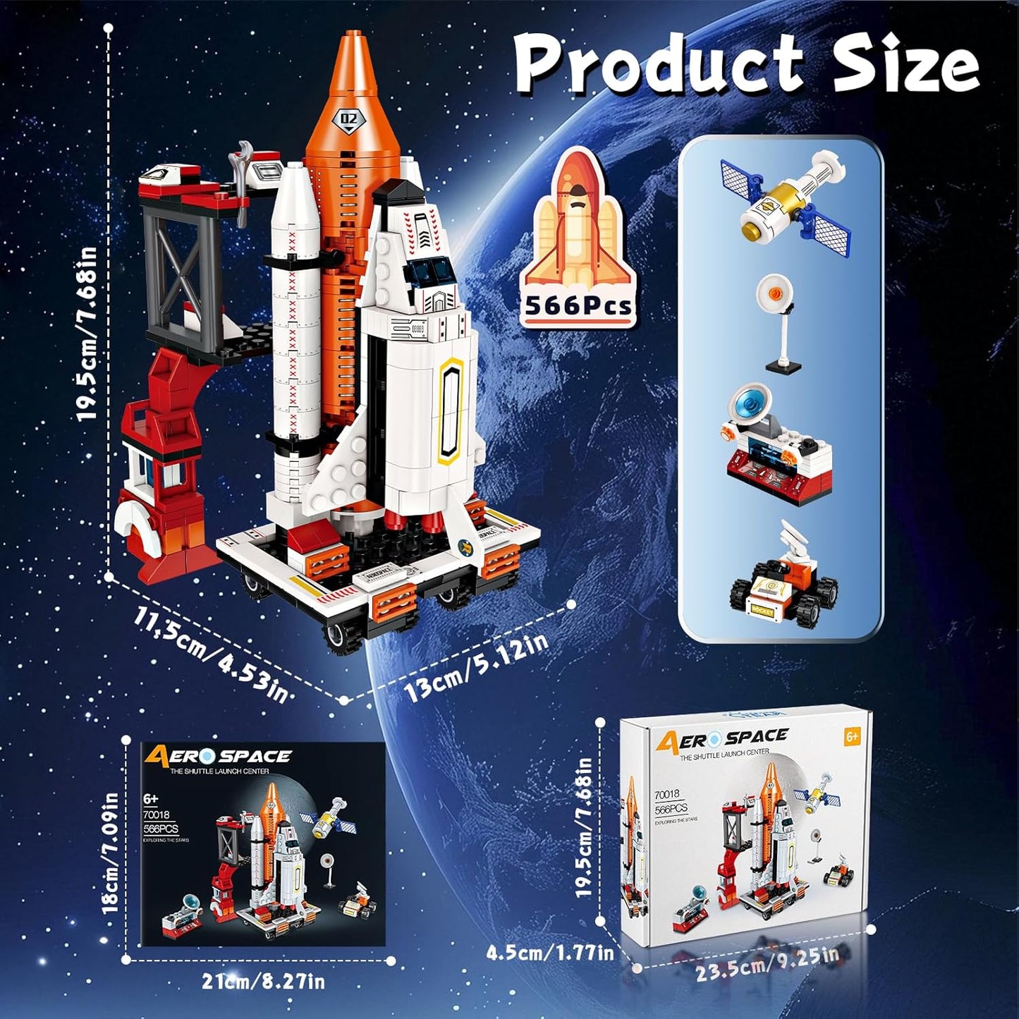 Kit de bloques de construcción de cohetes espaciales 12 en 1, juguete educativo STEM de 6 a 12 años, juego de montaje creativo de 566 piezas para niños