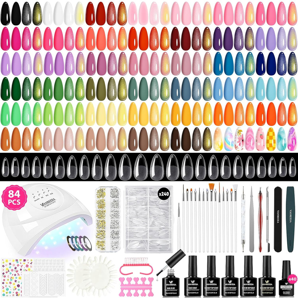 VANREESA Kit de esmalte de uñas de gel con luz UV, 53 piezas, juego...