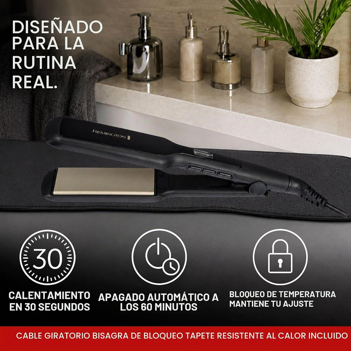 REMINGTON Plancha de pelo antiestática de 1.75 pulgadas, plancha pl...