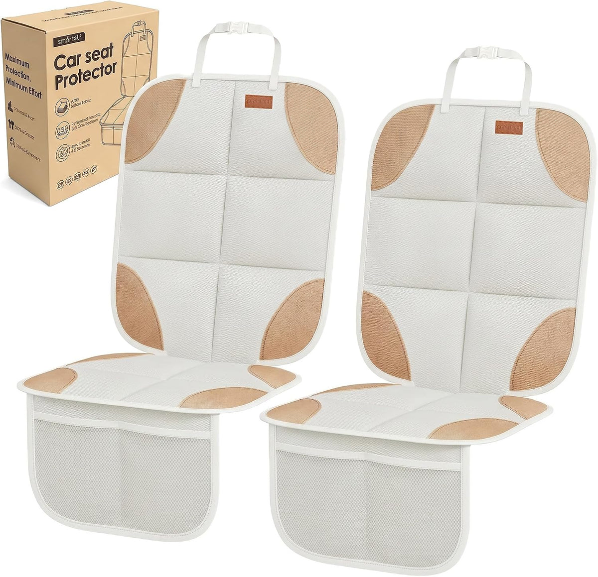 SMART ELF Paquete de 2 protectores de asiento de coche en caja de r...