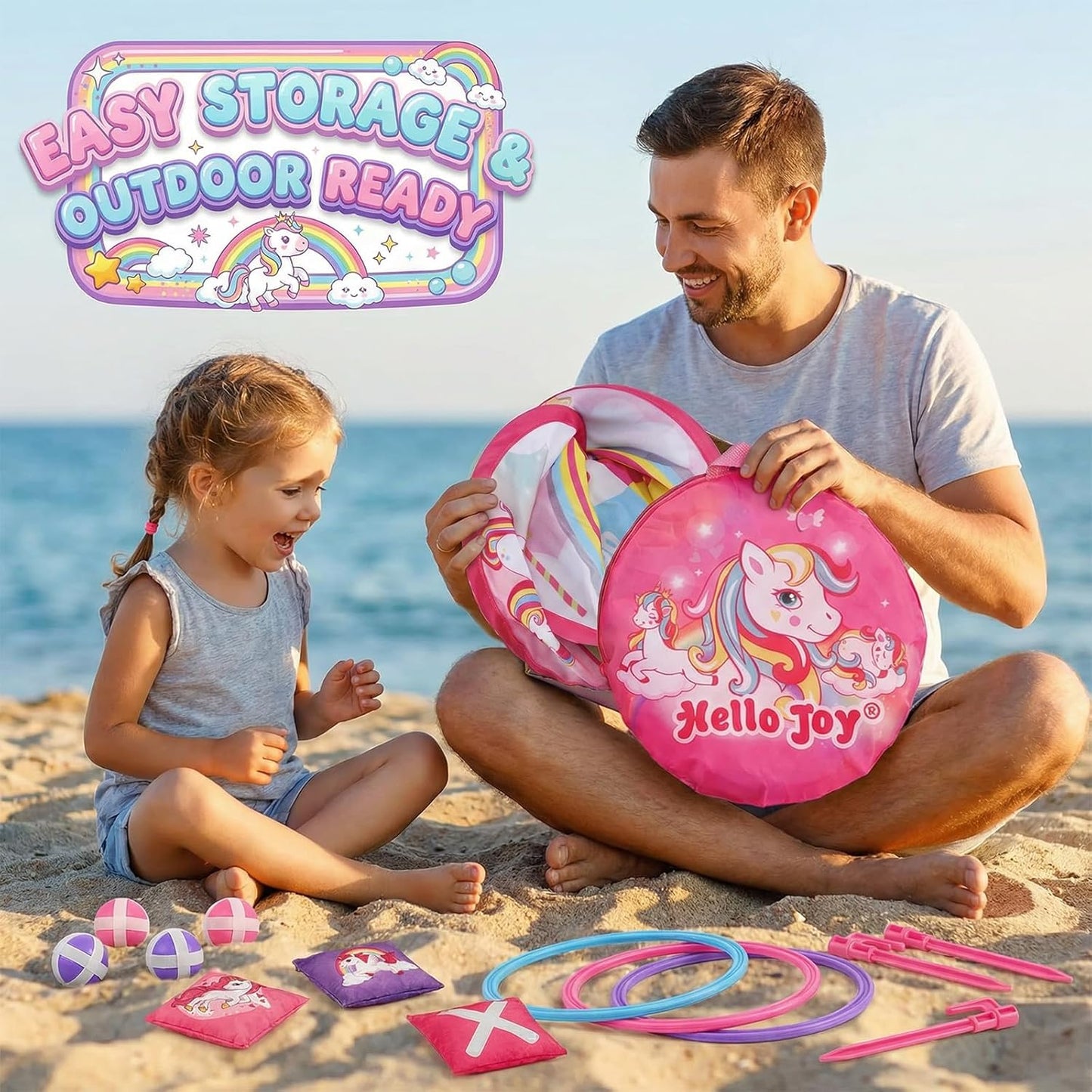 Bean Bag Toss Game for Kids - Cornhole Board Outdoor Toys for Toddl...