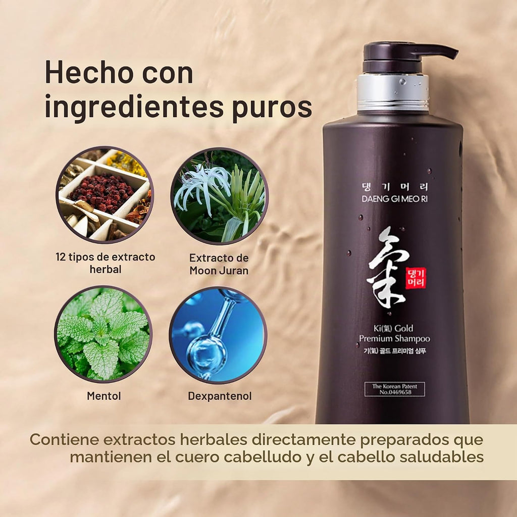 Daeng Gi Meo Ri Ki Gold Premium Champú 16.9 Fl Oz | Promueve el cre...