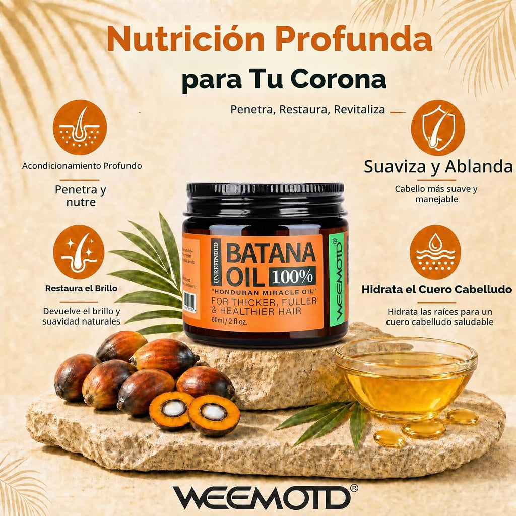 WEEMOTD Aceite de batana 100% crudo para cabello de Honduras, 2 onz...