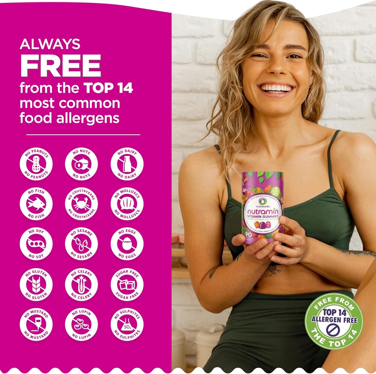 NUTRAMIN - Gomitas multivitamínicas veganas diarias sin OMG, vitami...