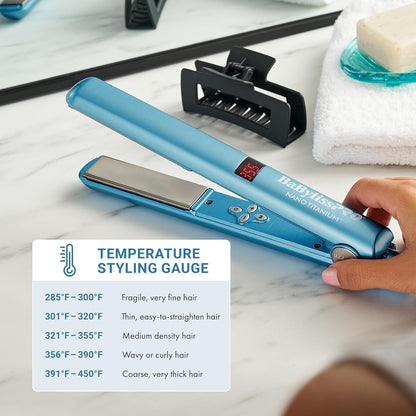 BaBylissPRO Nano Titanium Flat Iron Hair Straightener, Digital Flat...