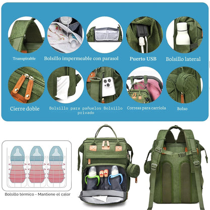 Jeryswet Bolsas de pañales para bebé con cambiador, mochila imperme...