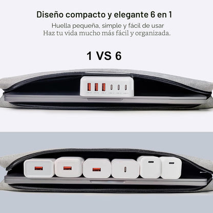 Cargador rápido USB C, bloque de estación de carga de 100W GaN de 6...