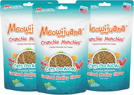 Trío de golosinas de mariscos Meowijuana | Paquete de 3 golosinas d...