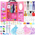 Paquete de 84 ropa y accesorios para muñecas con armario de muñecas...