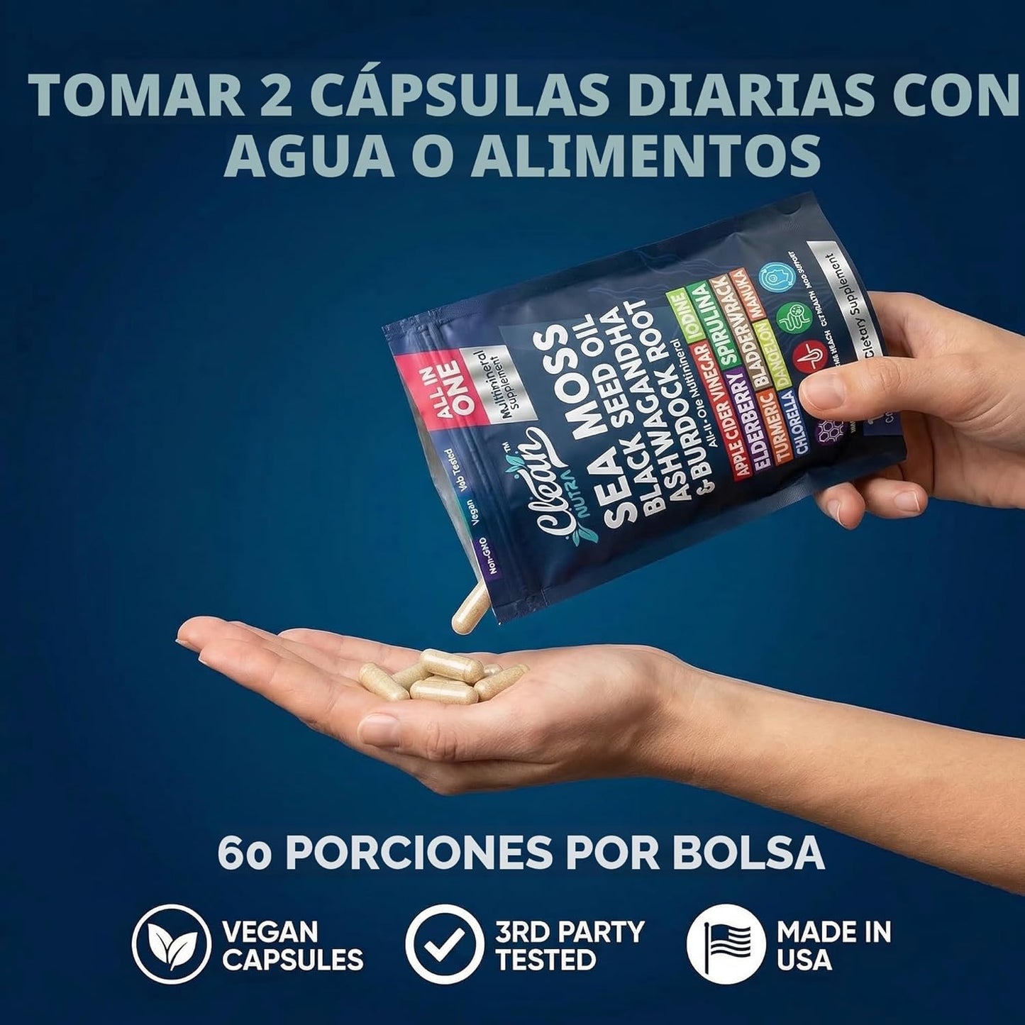 Clean Nutraceuticals Aceite de semilla negra de musgo marino Ashwag...