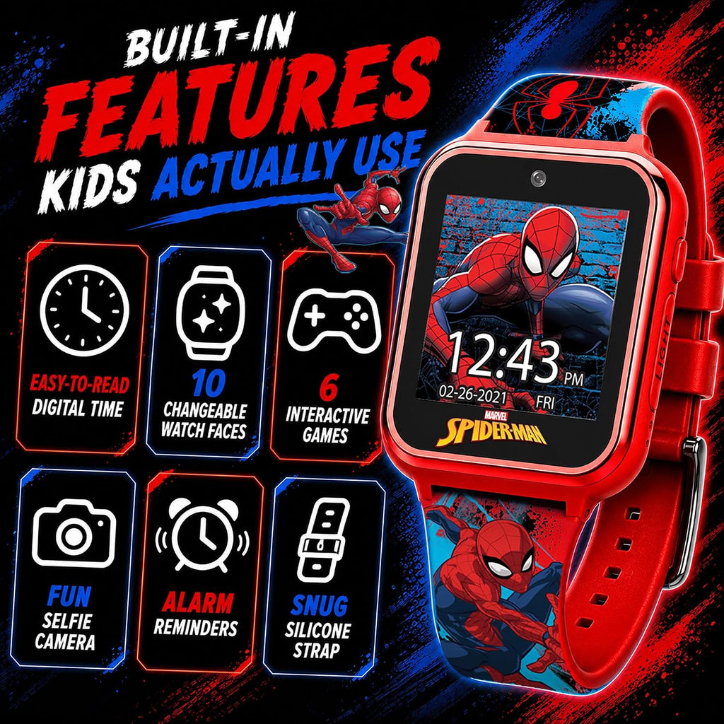 Reloj inteligente Marvel Spider-Man para niños: características div...