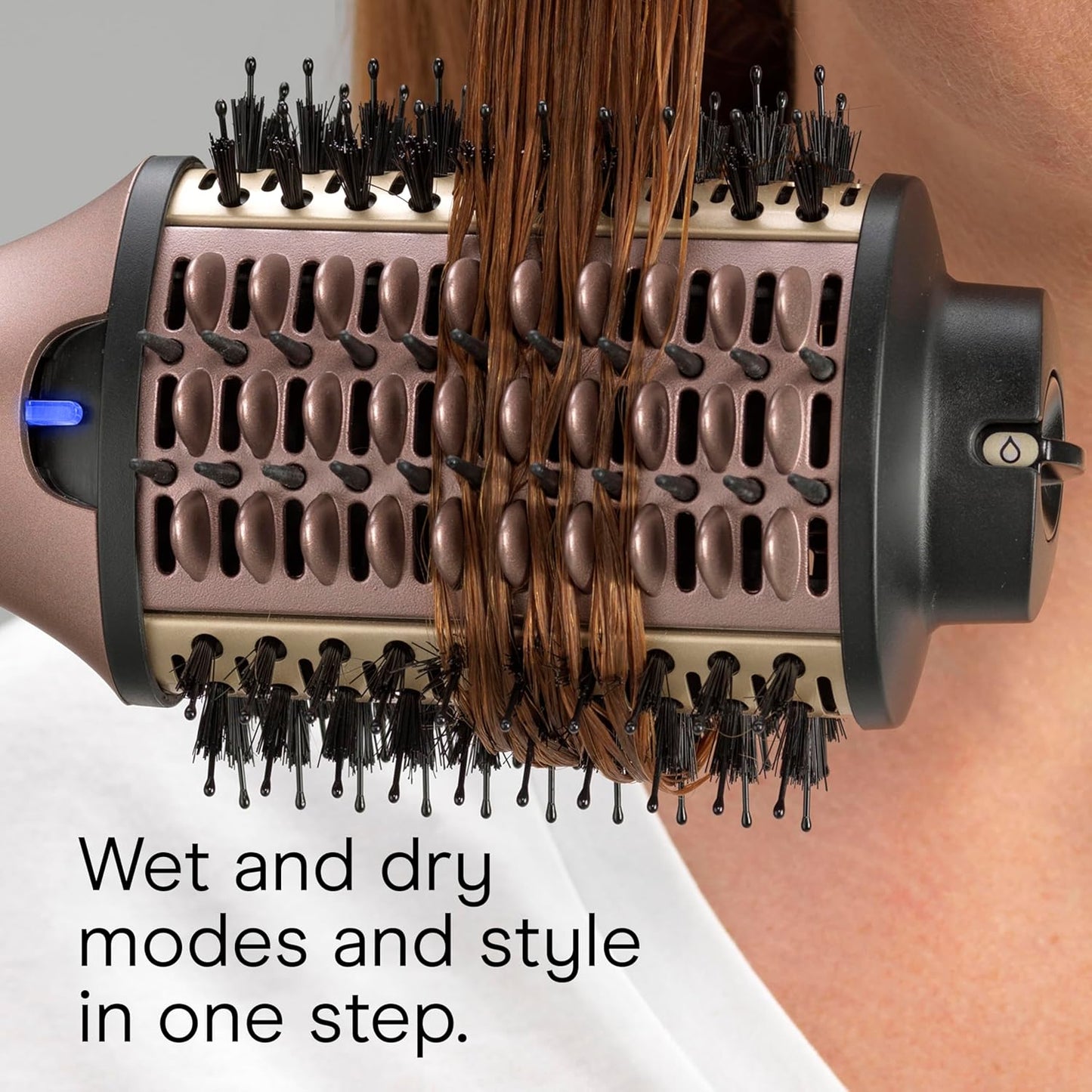 Infiniti PRO Conair - Cepillo secador de pelo 2 en 1, cepillo térmico para todo tipo de cabello, barril ovalado grande, 4 tipos de cerdas para dar volumen, suavizar y refrescar, malva moca