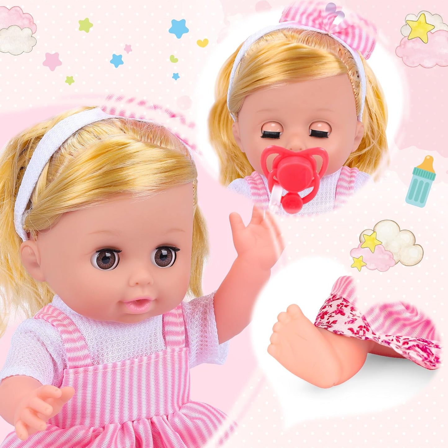 PROOU Set de Juguetes de Muñecas de Cuidado de Bebé, Set de 36 Piez...