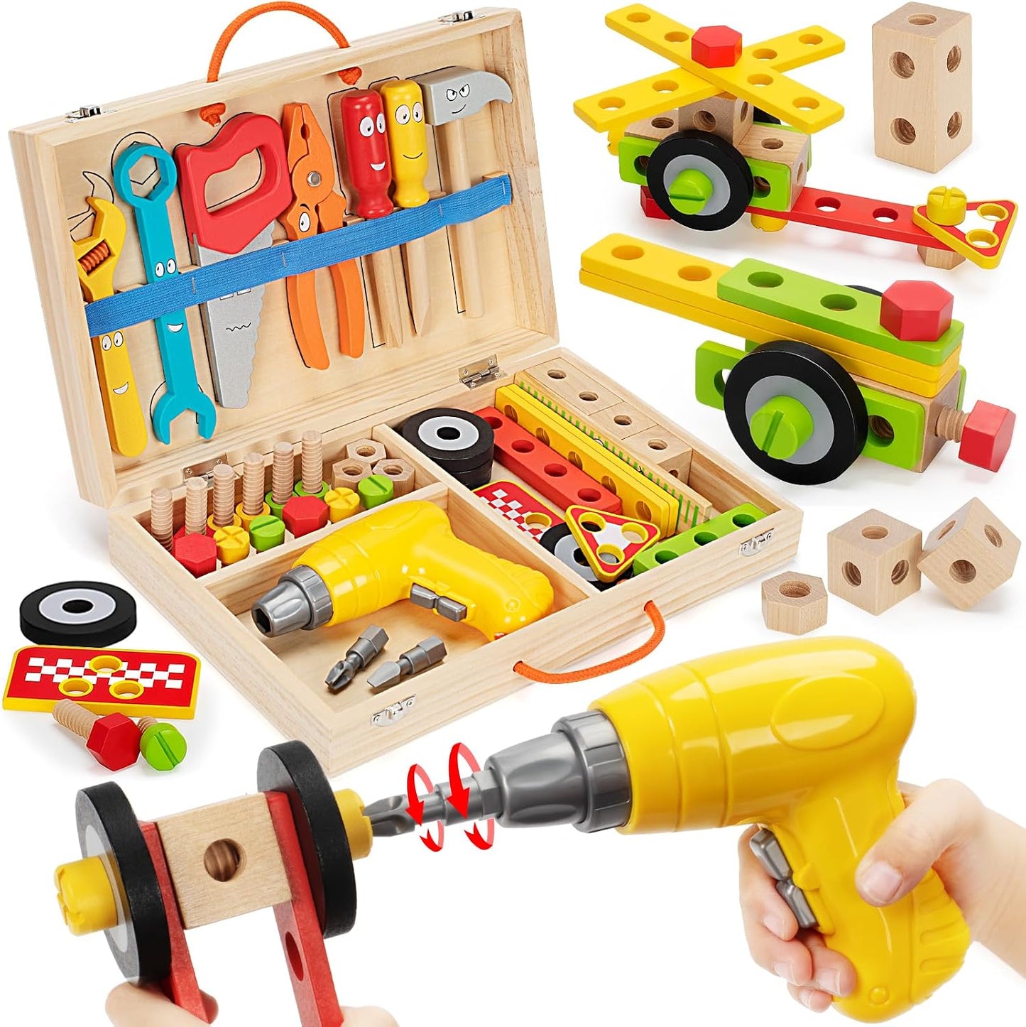 Juego de herramientas para niños con taladro, juguetes Montessori S...