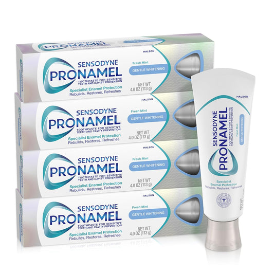 Sensodyne Pronamel Pasta dental blanqueadora suave de esmalte para dientes sensibles, para endurecer y fortalecer el esmalte, exclusiva de Amazon, menta fresca - 4 onzas (paquete de 4)