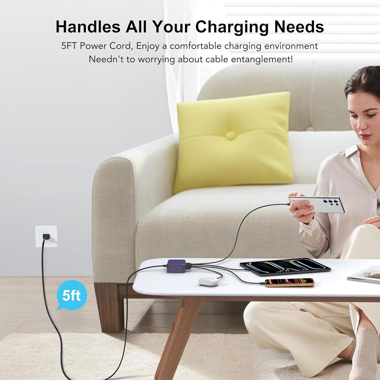 Cargador USB C Rápido, 100W GaN de 6 Puertos Estación de Carga Tipo...