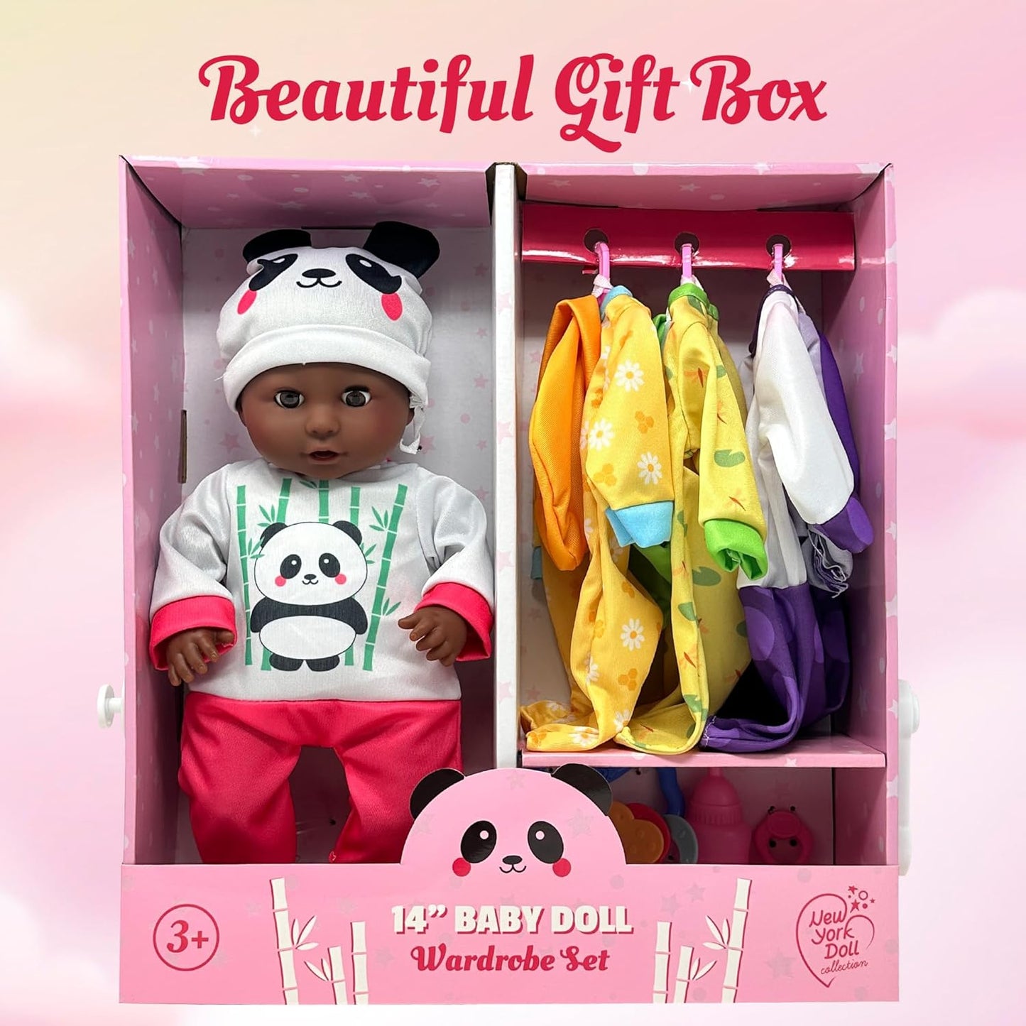 Muñeca de bebé de cuerpo suave con accesorios y 4 juegos de trajes...