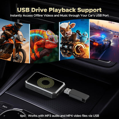 TOGUARDGO Adaptador inalámbrico 3 en 1 Carplay Magic AI Box con Net-Flix YouTube TikTok Actualización de Car Play con cable a soporte inalámbrico Unidad USB para iPhone 10+ y Android 13+