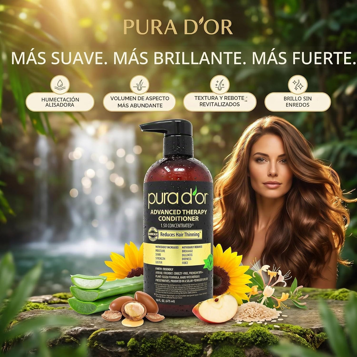 Champú y bálsamo de Pura D'OR para terapia avanzada. Contiene 1...