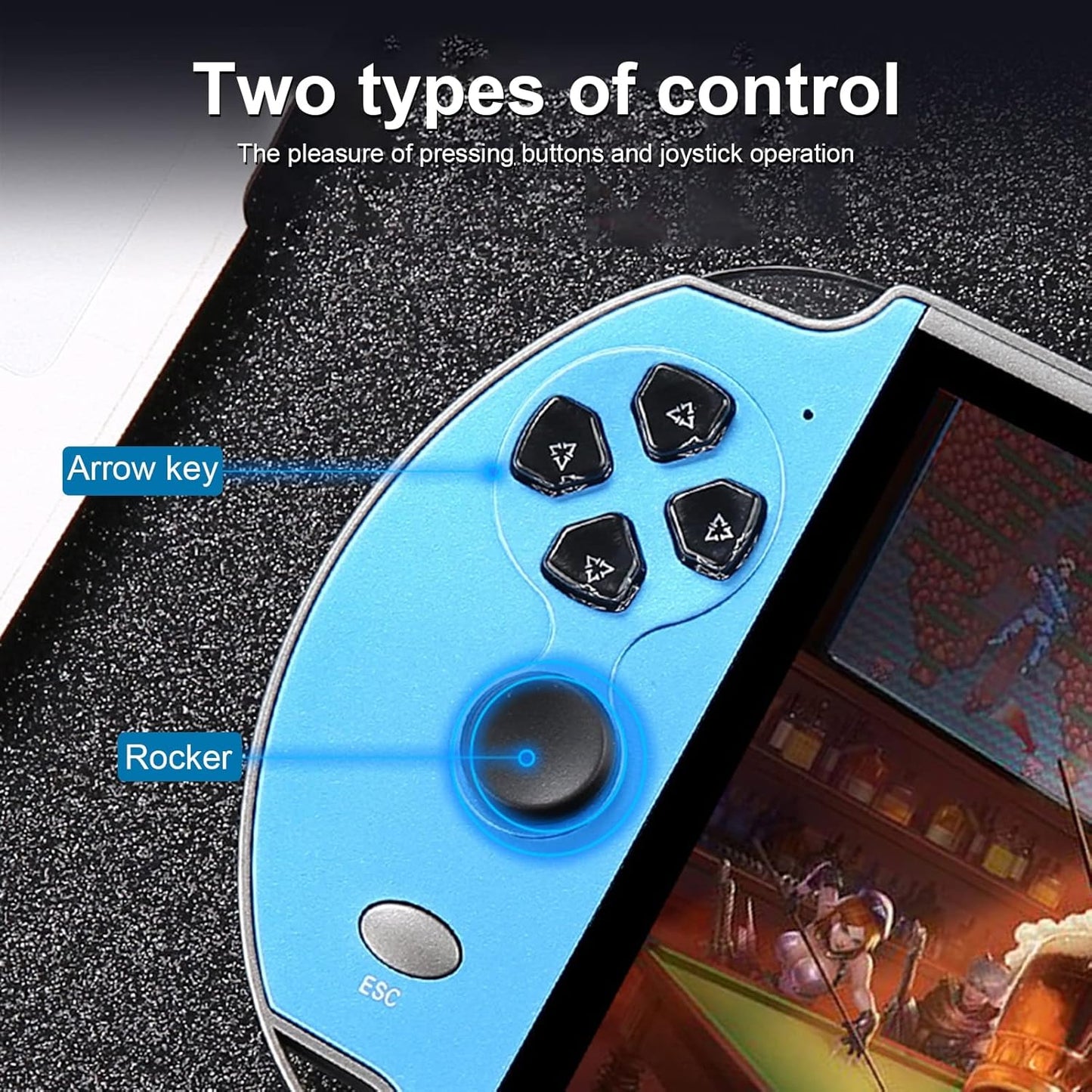 X12 Plus - Consola de videojuegos portátil de 7 pulgadas, MP5 portátil, 1000 juegos integrados, memoria de 16 GB, consola nostálgica de juegos arcade con joystick, compatible con