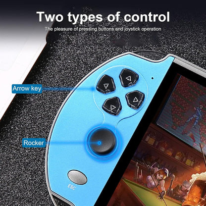 X12 Plus - Consola de videojuegos portátil de 7 pulgadas, MP5 portátil, 1000 juegos integrados, memoria de 16 GB, consola nostálgica de juegos arcade con joystick, compatible con