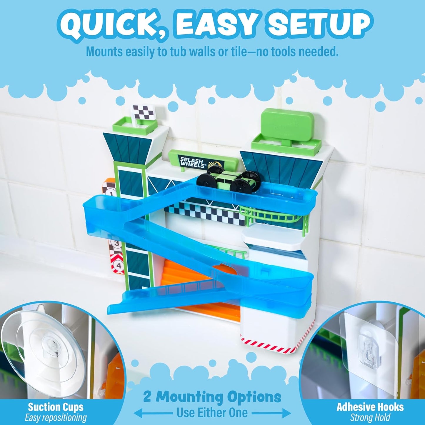 Tub Works® Splash Wheels™ Bathtime Raceway Car Ramp Toddler Bath To...