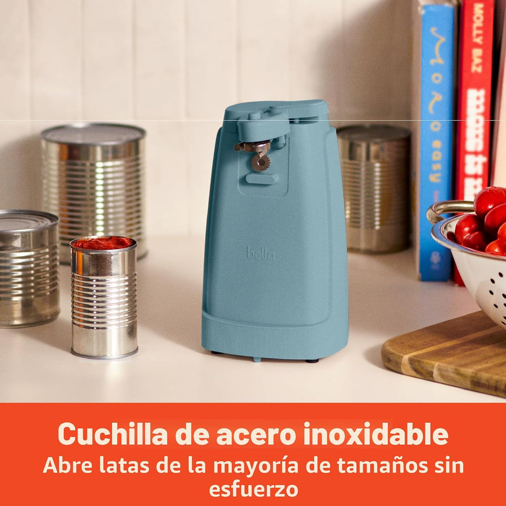 bella Abrelatas eléctrico y afilador de cuchillos, palanca de corte...
