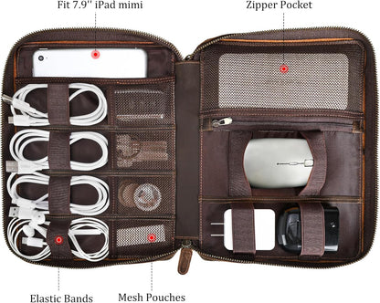 Polare - Organizador de cables de viaje de cuero de grano completo,...