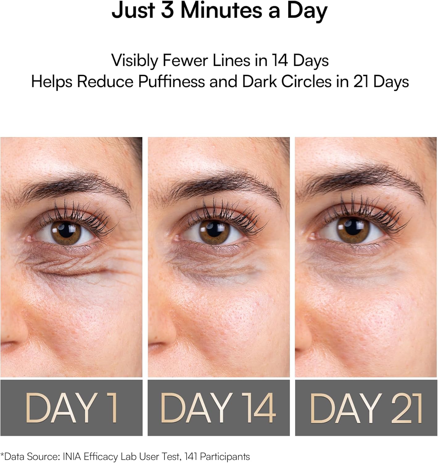 INIA Terapia de luz roja debajo de los ojos para la cara, dispositivo de belleza 4 en 1 con calor, vibración, masaje y luz roja para ojeras, hinchazón y reafirmación de la piel, mejora la rutina de