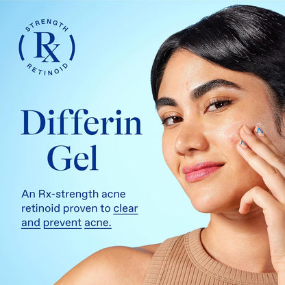 Gel de tratamiento para el acné Differin, suministro de 90 días, tratamiento retinoide para la cara con 0.1% de adapalene, cuidado suave de la piel para pieles sensibles con tendencia al acné, bomba