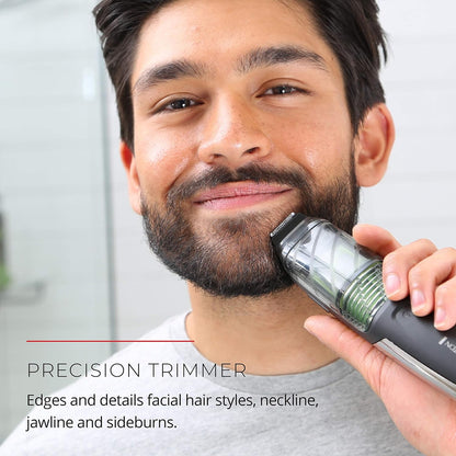Remington Recortadora de barba al vacío, 13 ajustes de longitud y e...