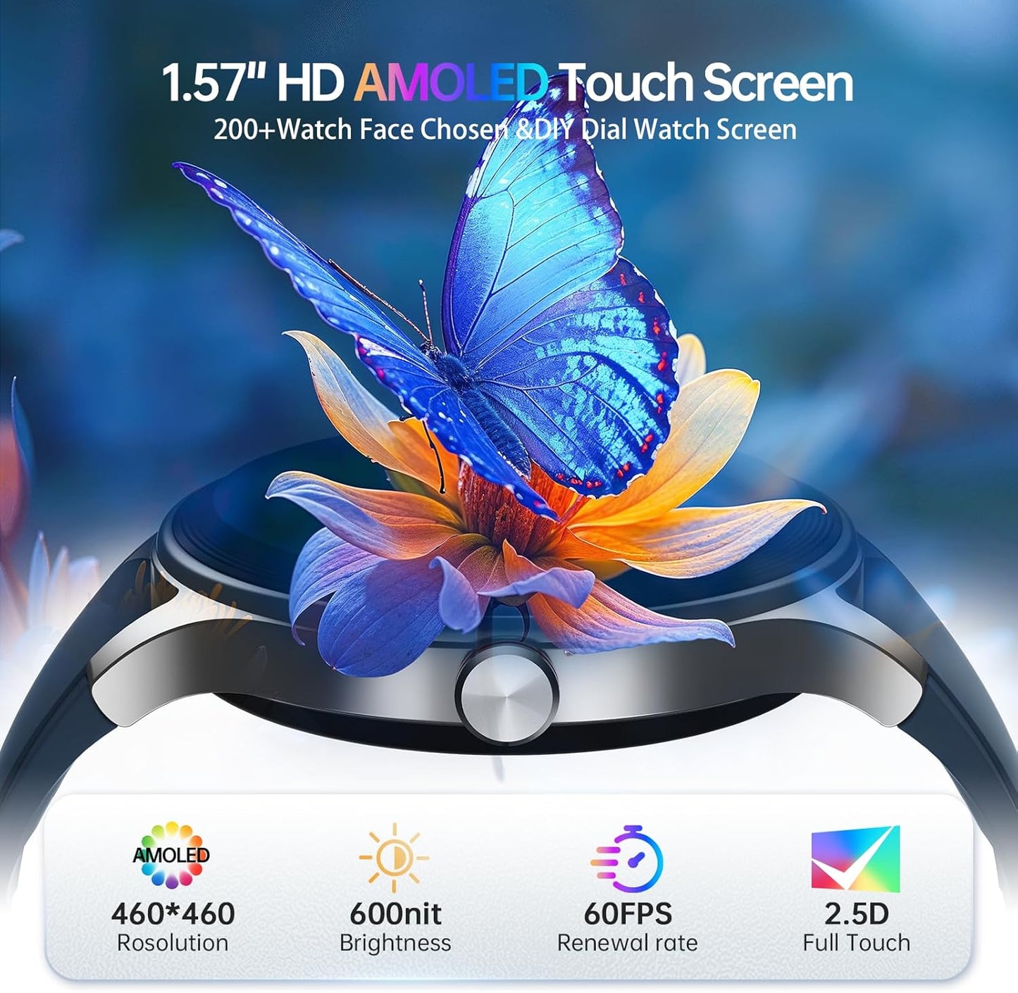 Woneligo Reloj inteligente para hombre, AMOLED de 1.57 pulgadas, pa...