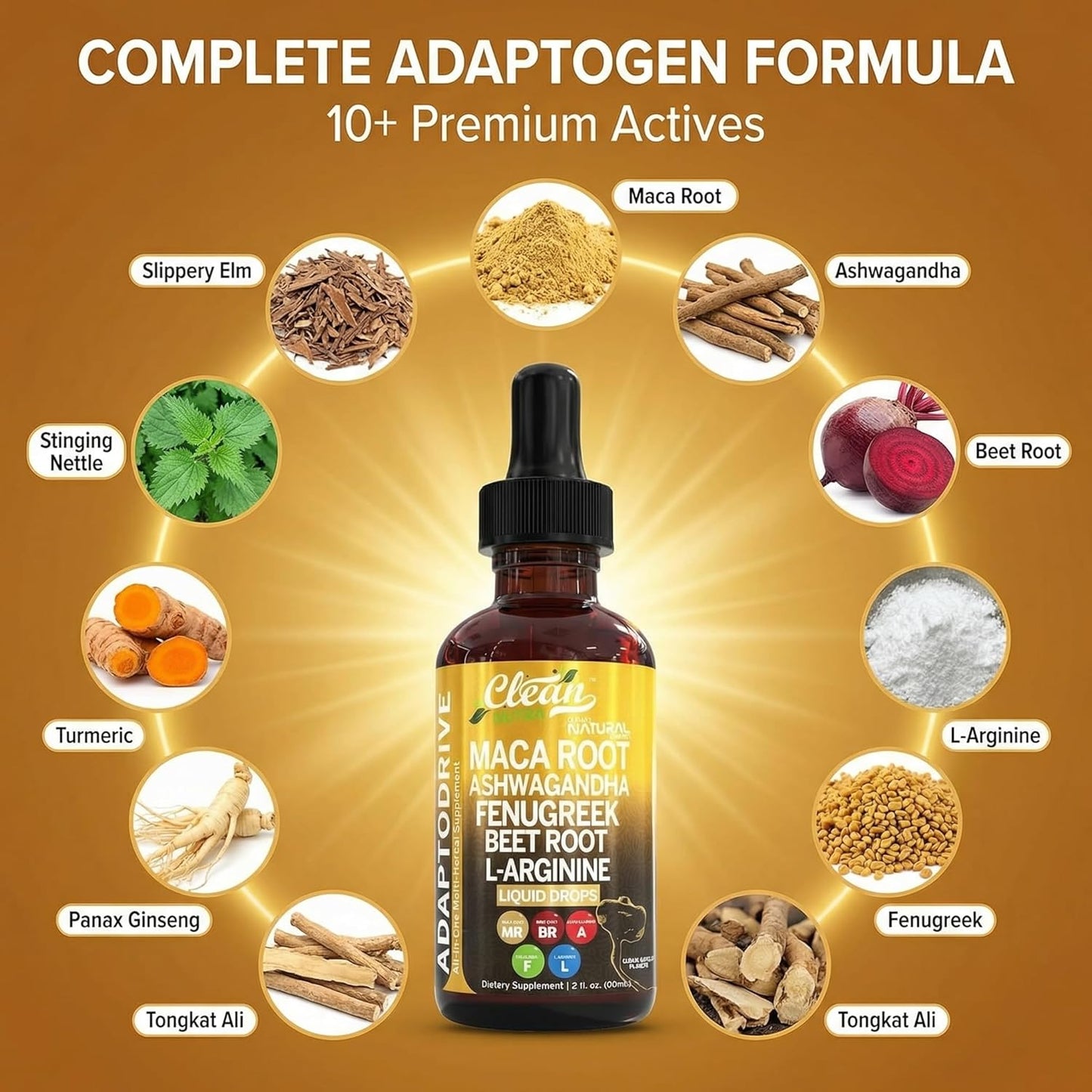 Clean Nutra - Gotas líquidas de raíz de maca orgánica con Ashwagand...
