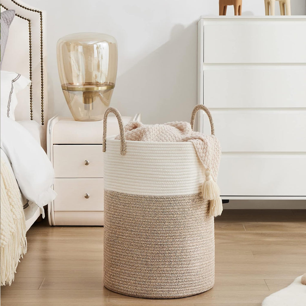 YOUDENOVA - Cesta de cuerda tejida para lavandería, 58L, cesta alta...
