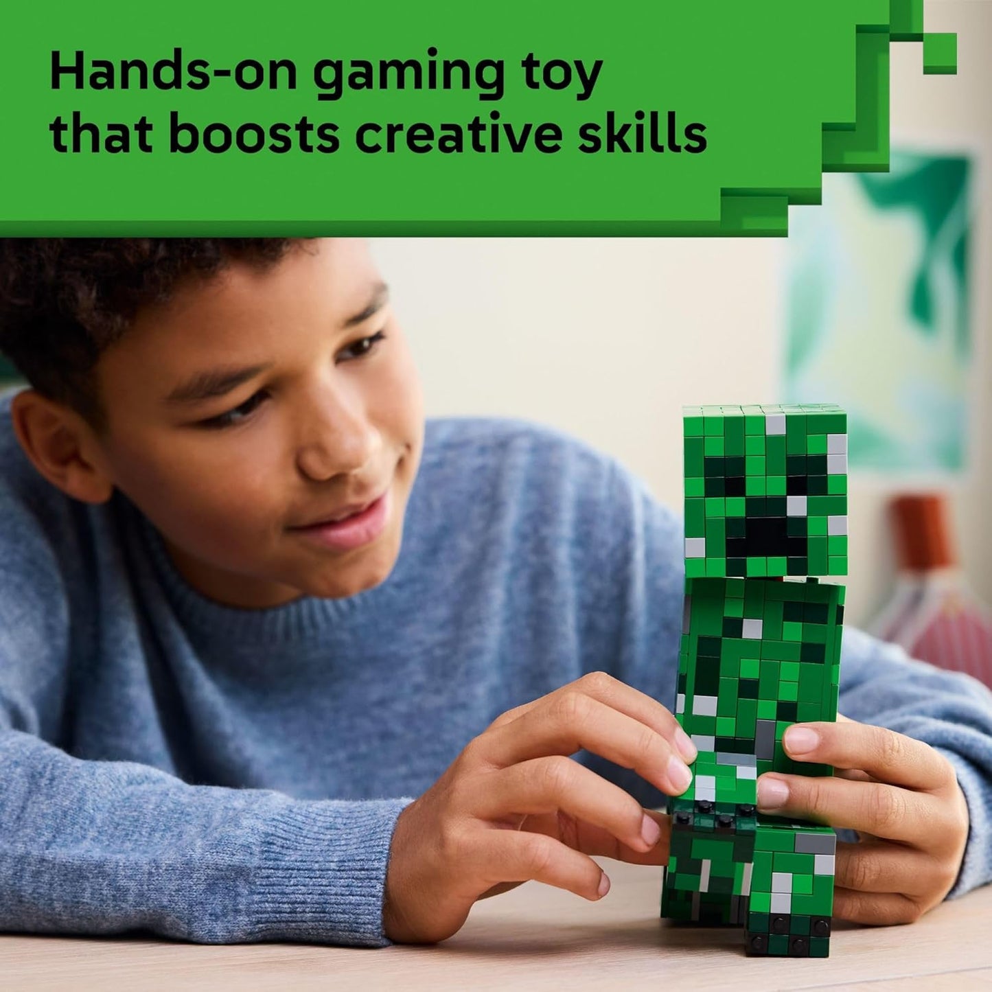 LEGO Minecraft The Creeper - Juguete de construcción para niños, juguete de Minecraft para niños y niñas, a partir de 10 años, decoración de habitación para jugadores con primera versión de minifigura