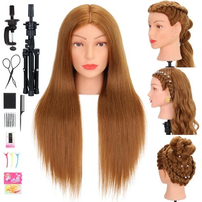 Cabeza de maniquí con 80 % cabello humano para práctica de cosmetol...