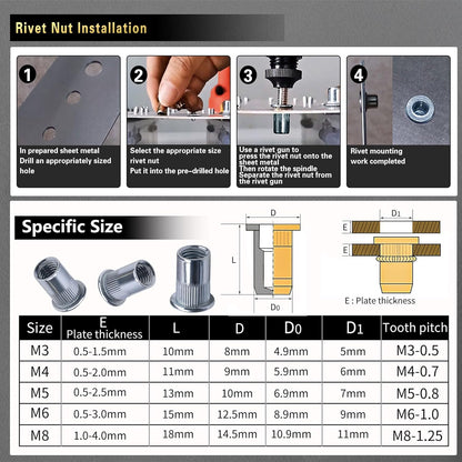 Kit de herramientas de tuerca de remache 540 piezas (M8\/M6\/M5\/M4...