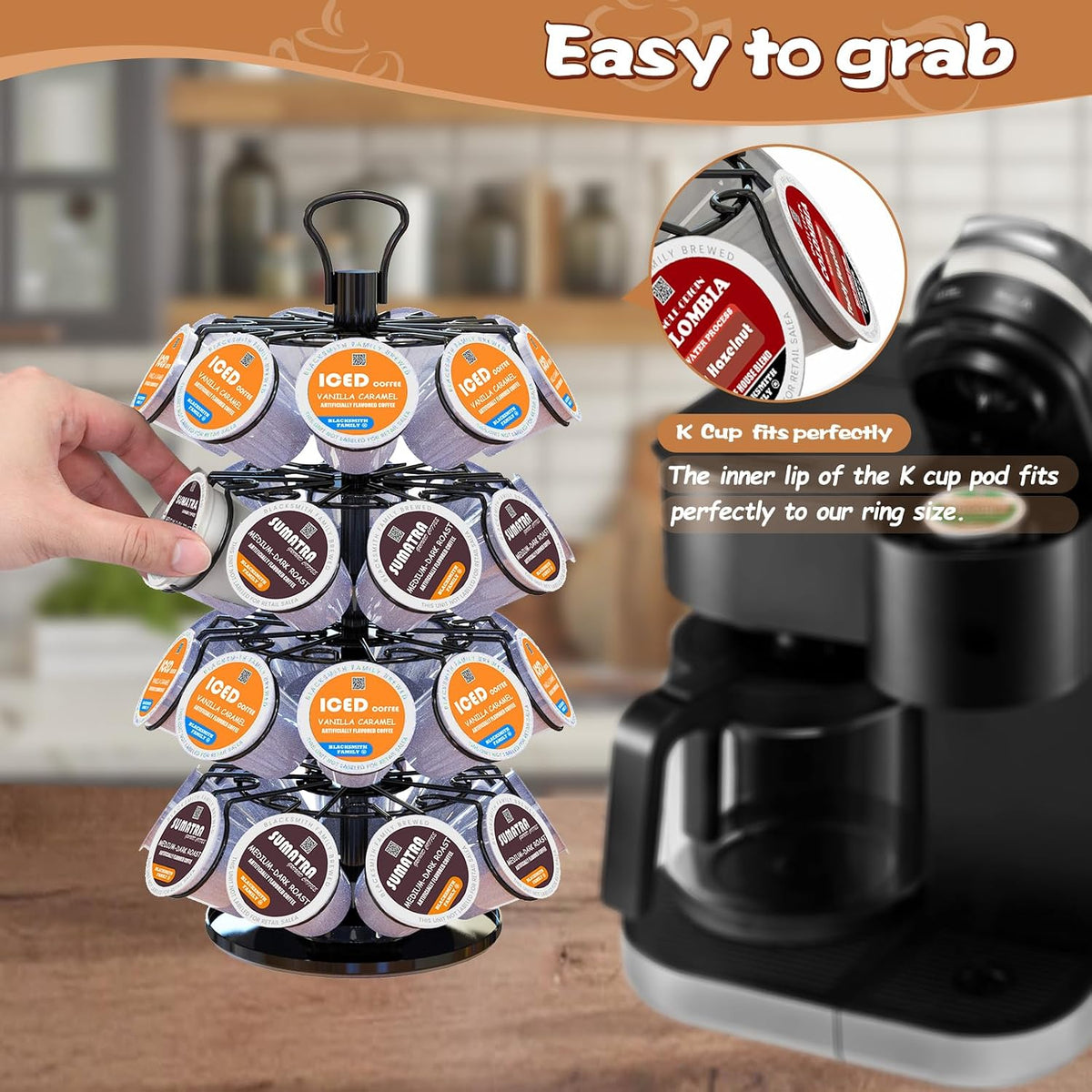 Soporte para tazas K, soporte organizador de almacenamiento de cáps...