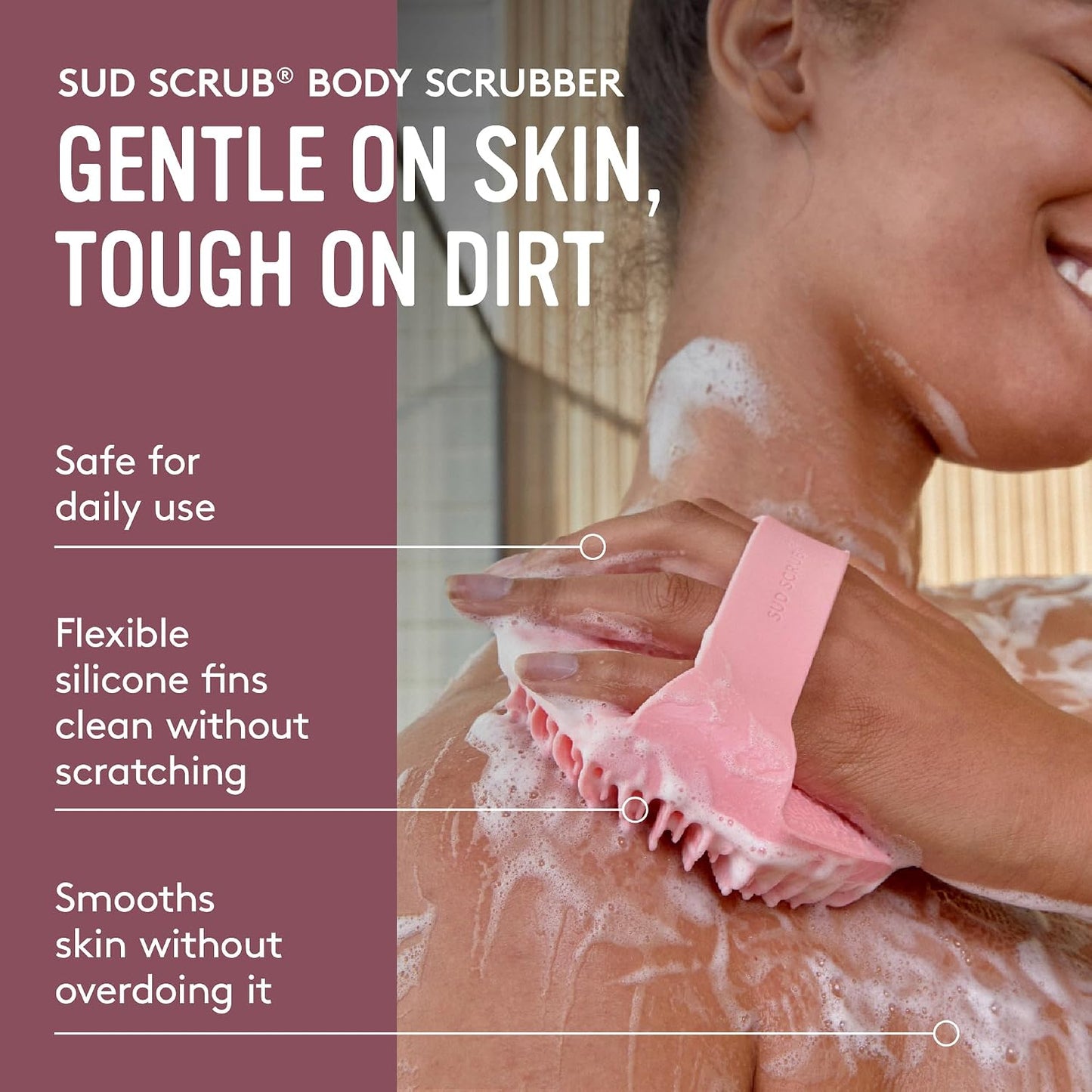 Sud Scrub® Exfoliante corporal de silicona antimicrobiana, cepillo...