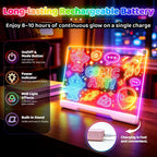 Geokay Tablero de dibujo LED recargable de 16" con efectos de l...