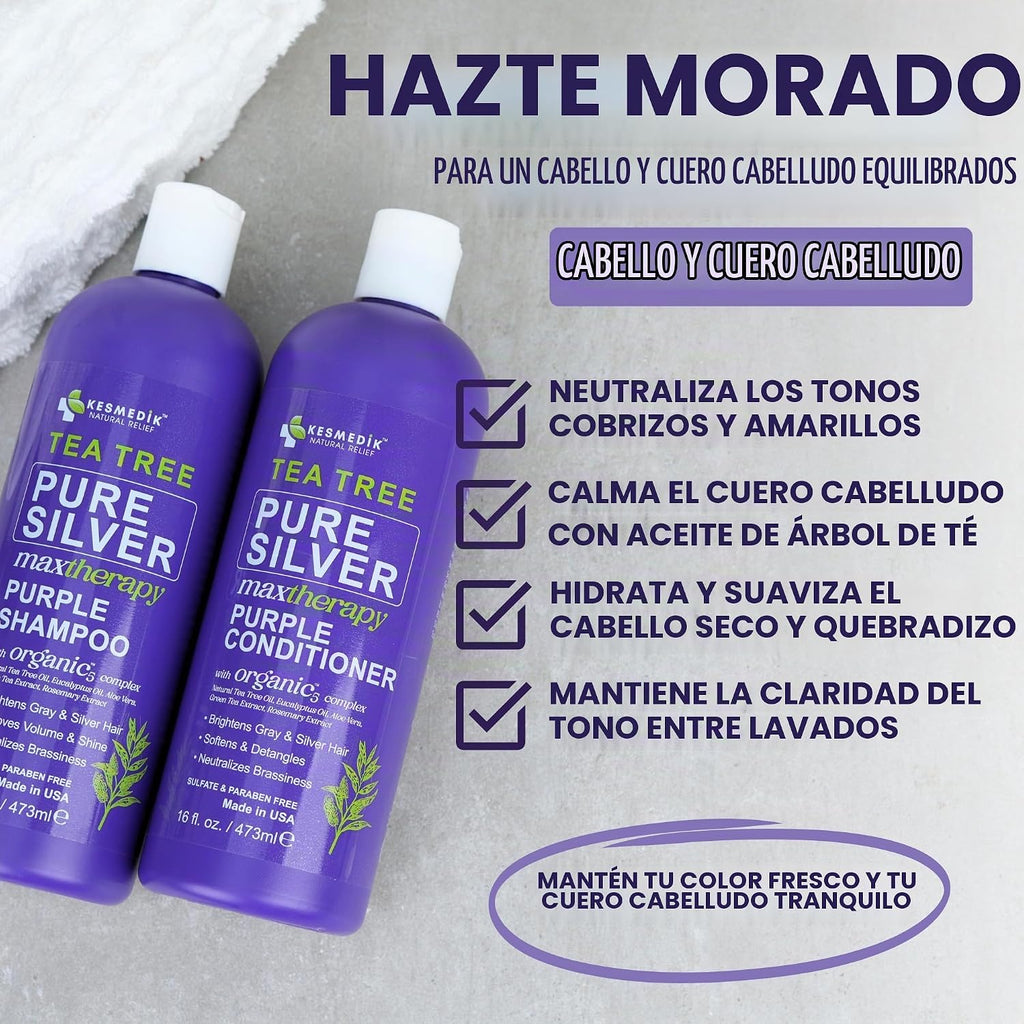 Juego de champú y acondicionador de árbol de té morado para cabello...