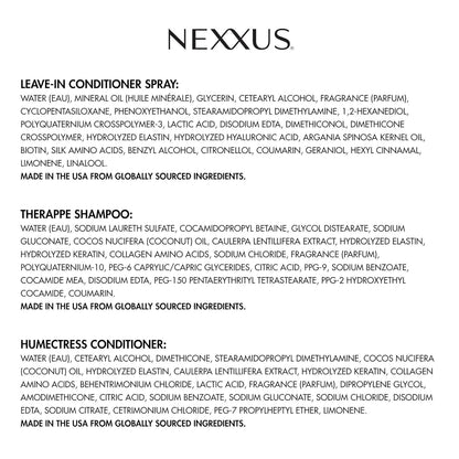 Nexxus Champú y acondicionador Therappe Humectress 2 unidades para cabello seco 33.8 oz y acondicionador sin enjuague Humectress Spray 20 en 1 Perfector 9 oz