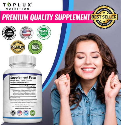 Complejo de magnesio Suplemento 8 Elemental 1000mg - Glicinato de m...