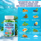Gomitas de musgo marino + algas omega-3 para hombres y mujeres, veg...