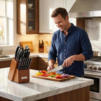 McCook Juego de cuchillos de cocina de 15 piezas con afilador incor...