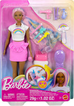 Muñeca Barbie Rainbow Sparkle Hair, pelo extra largo y colorido con...