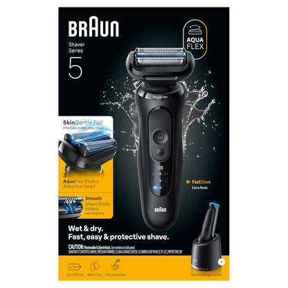 Braun Maquinilla de afeitar eléctrica para hombres Serie 5, afeitadora de barba, afeitadora eléctrica, recortadora de precisión, centro de limpieza y carga 4 en 1, S5 5160cc